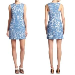 Tory Burch Tropical Tabora Sleeveless Sheath Dress Blue Womens Size 2